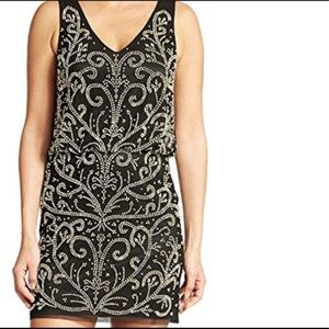 Xscape Super Cute and Fun Black and Gold Beaded Sleeveless Dress